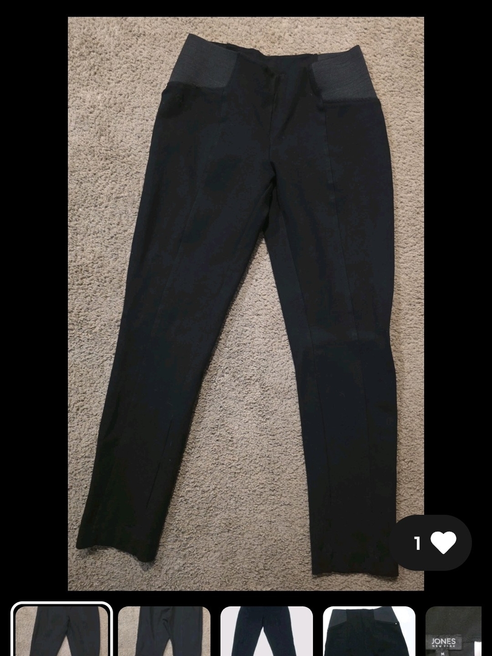 Jones New York Black Straight-Leg Legging Pants Size Medium